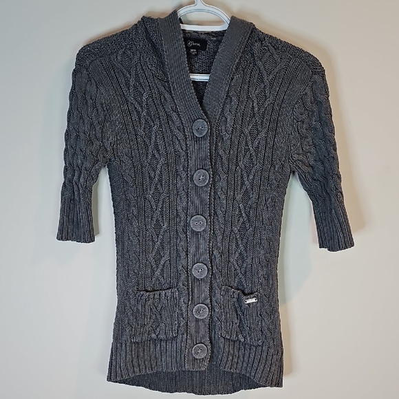 Guess Medium Gray Cable Knit Women's Sweater - Picture 1 of 8